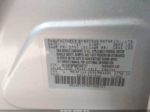 3N1AB7AP9HY348757 Nissan SENTRA SV