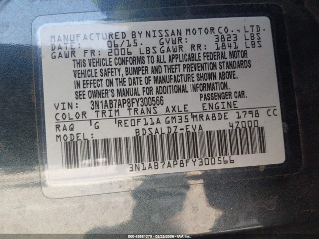 Nissan SENTRA SV 2015 3N1AB7AP8FY300566 Image 9