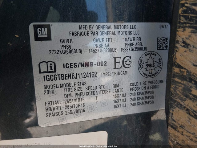 Chevrolet Colorado Wt 2018 1GCGTBEN6J1124162 Image 9