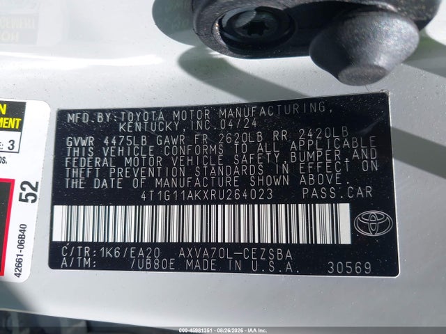 4T1G11AKXRU264023 Toyota CAMRY SE