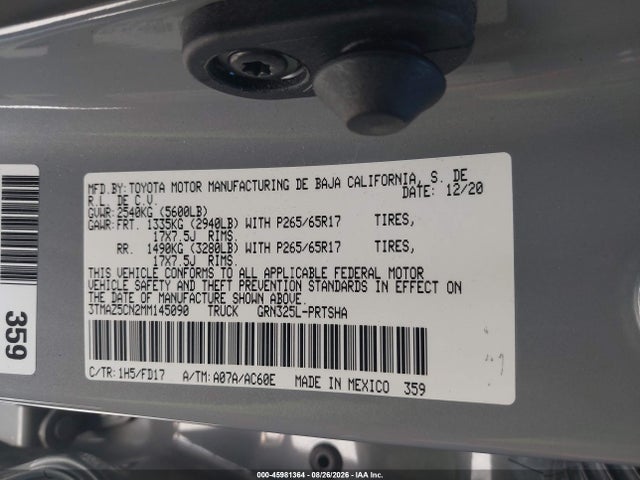 3TMAZ5CN2MM145090 Toyota Tacoma Trd Sport