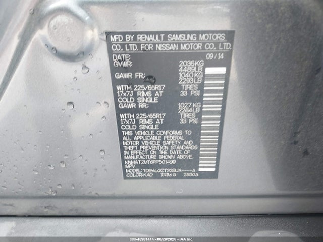 Продажа на аукционе авто 2015 Nissan Rogue Sv, vin: KNMAT2MT6FP501499, номер лота: 45981414