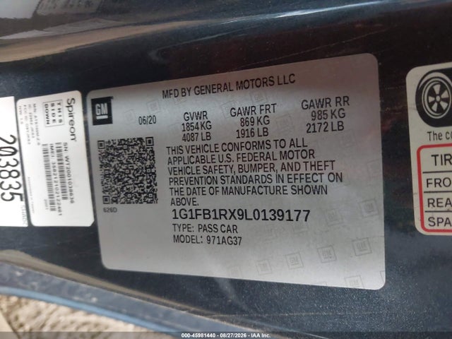 1G1FB1RX9L0139177 Chevrolet Camaro Rwd 1ls
