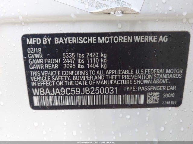 BMW 530e Iperformance 2018 WBAJA9C59JB250031 Image 9