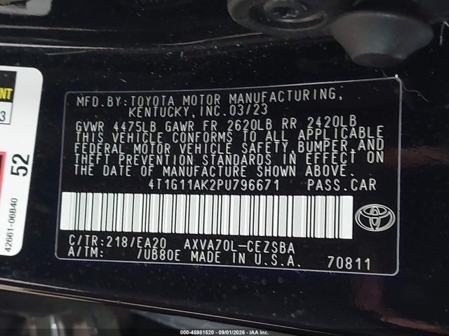 Toyota CAMRY SE 2023 4T1G11AK2PU796671 Image 9