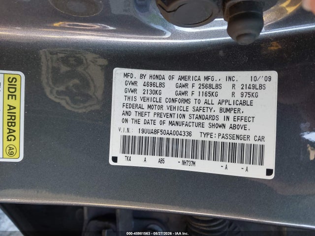 Aukcja sprzedaży 2010 Acura Tl 3.5, vin: 19UUA8F50AA004336, numer aukcji: 45981563