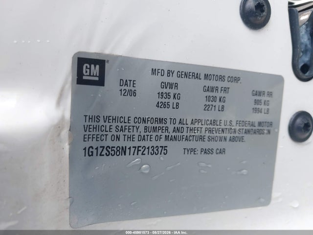 Aukcja sprzedaży 2007 Chevrolet Malibu Ls, vin: 1G1ZS58N17F213375, numer aukcji: 45981573