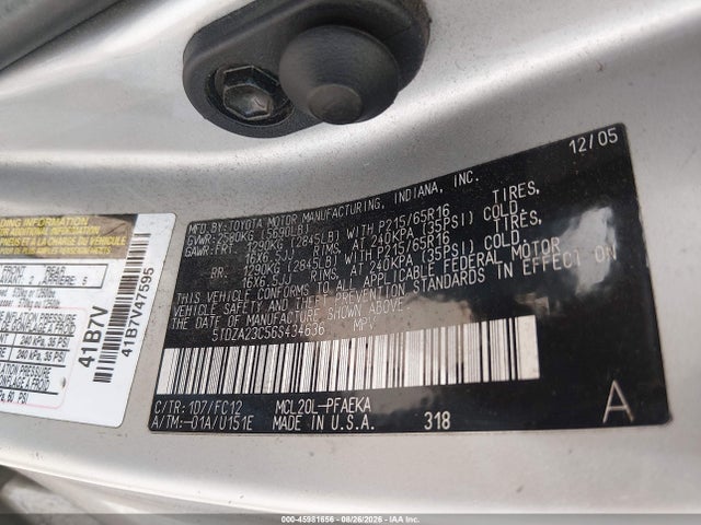 45981656 :رقم المزاد ، 5TDZA23C56S434636 vin ، 2006 Toyota Sienna Le مزاد بيع