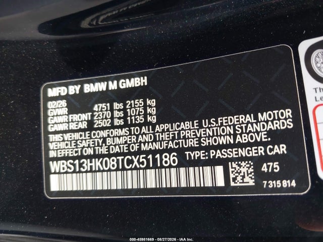 WBS13HK08TCX51186 BMW M4