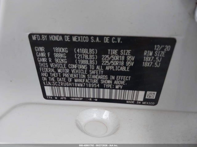 3CZRU6H18MM718954 Honda Hr-v Awd Sport