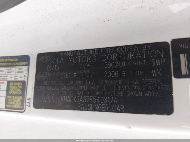 Продажа на аукционе авто 2015 Kia Forte Koup Ex, vin: KNAFX6A87F5403124, номер лота: 45981815