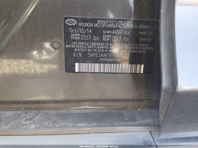 45981820 :رقم المزاد ، 5NPE34AF5FH106902 vin ، 2015 Hyundai Sonata Limited مزاد بيع