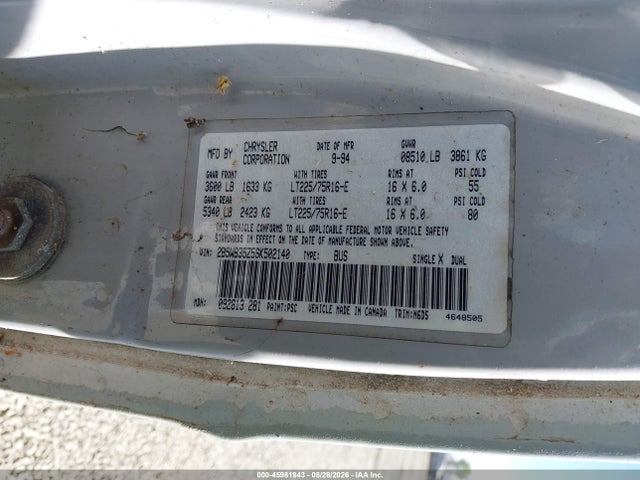 Aukcja sprzedaży 1995 Dodge Ram Wagon B3500, vin: 2B5WB35Z5SK502140, numer aukcji: 45981943