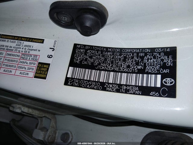 Toyota PRIUS PLUG-IN 2014 JTDKN3DPXE3060215 Image 9
