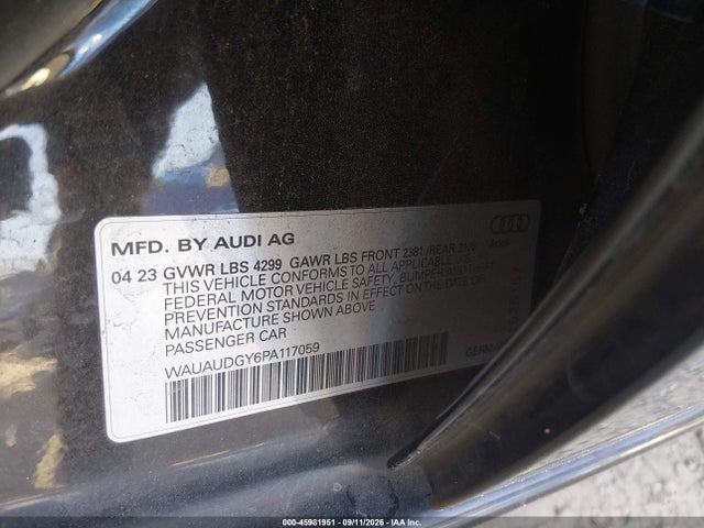Продажа на аукционе авто 2023 Audi A3 Premium 40 Tfsi Front-wheel Drive S Tronic, vin: WAUAUDGY6PA117059, номер лота: 45981951