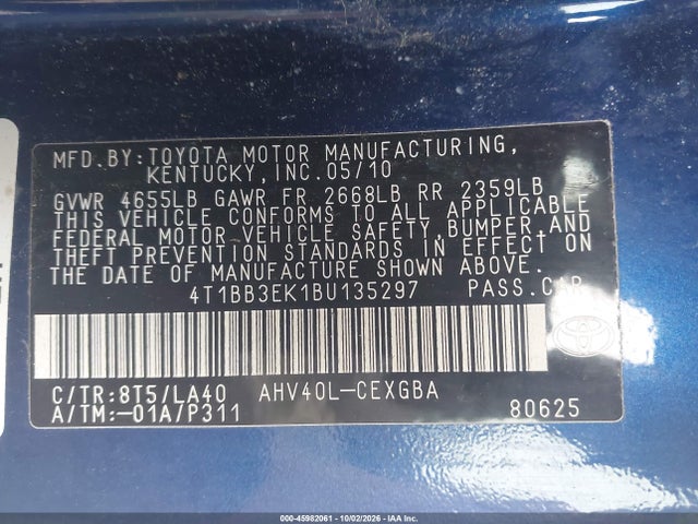 Aukcja sprzedaży 2011 Toyota Camry Hybrid, vin: 4T1BB3EK1BU135297, numer aukcji: 45982061