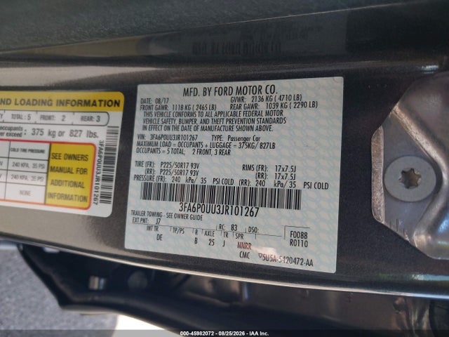 Ford Fusion Hybrid S 2018 3FA6P0UU3JR101267 Image 9