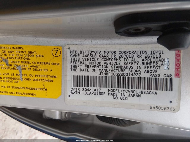 Продаж на аукціоні авто 2002 Lexus Es 300, vin: JTHBF30G220014232, номер лоту: 45982107