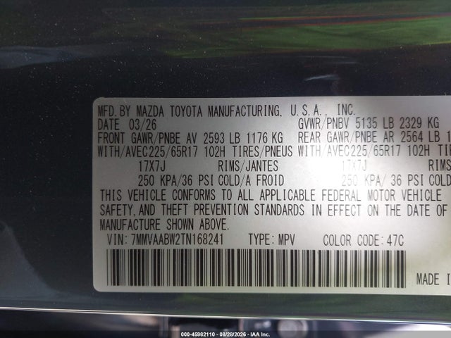 2026 Mazda Cx-50 Hybrid Preferred მანქანა იყიდება აუქციონზე, vin: 7MMVAABW2TN168241, აუქციონის ნომერი: 45982110