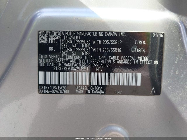 Toyota Rav4 Limited 2016 2T3YFREV1GW251951 Image 9