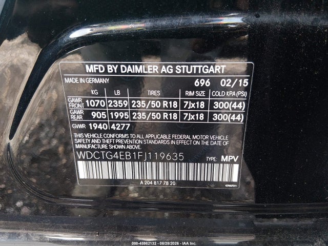 Продаж на аукціоні авто 2015 Mercedes-benz Gla 250, vin: WDCTG4EB1FJ119635, номер лоту: 45982132
