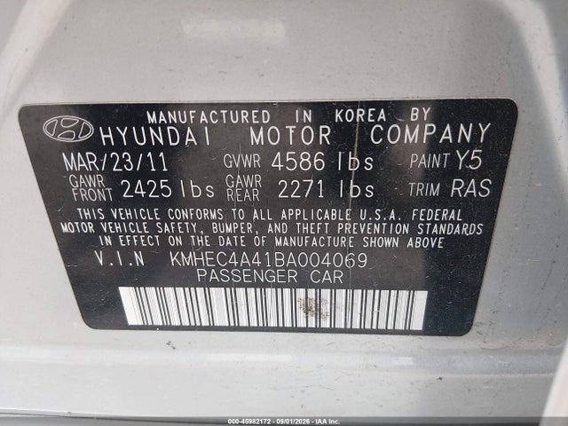 Продаж на аукціоні авто 2011 Hyundai Sonata Hybrid, vin: KMHEC4A41BA004069, номер лоту: 45982172