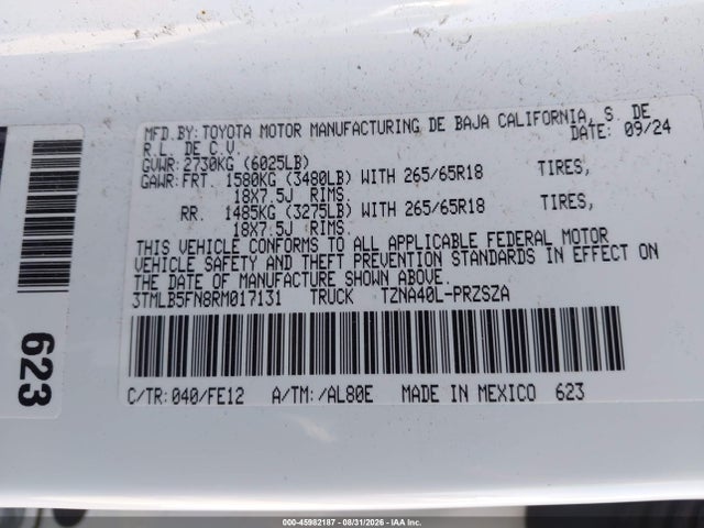 Продажа на аукционе авто 2024 Toyota Tacoma Trd Sport, vin: 3TMLB5FN8RM017131, номер лота: 45982187