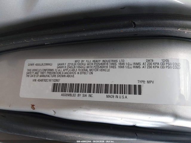 Aukcja sprzedaży 2006 Subaru Baja Sport, vin: 4S4BT62C167102607, numer aukcji: 45982264