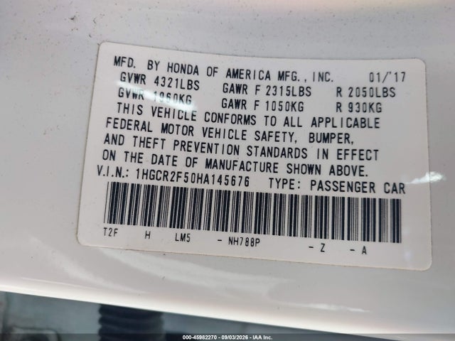 1HGCR2F50HA145676 Honda Accord Sport