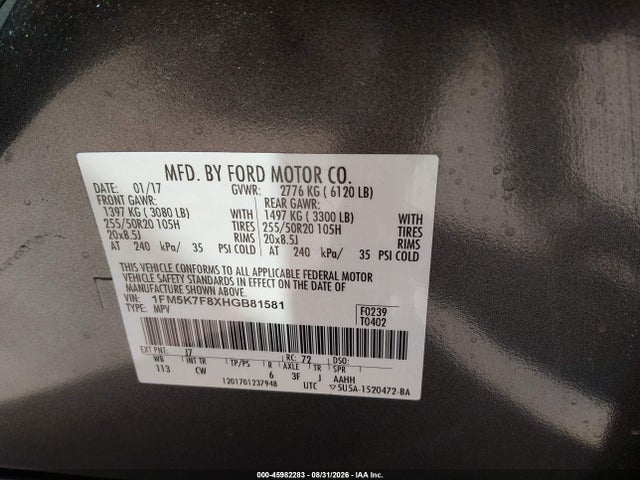 Ford Explorer Limited 2017 1FM5K7F8XHGB81581 Image 9