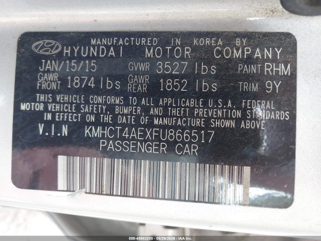 Hyundai ACCENT GLS 2015 KMHCT4AEXFU866517 Image 9
