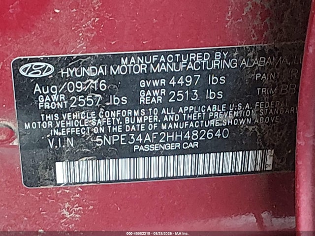 Hyundai Sonata Sport 2017 5NPE34AF2HH482640 Image 9
