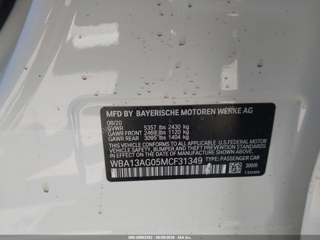 WBA13AG05MCF31349 BMW 530e