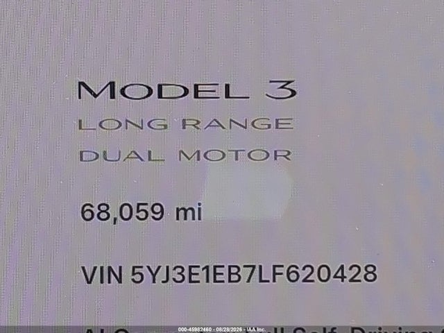 Tesla Model 3 Long Range Dual Motor All-wheel Drive 2020 5YJ3E1EB7LF620428 Image 13