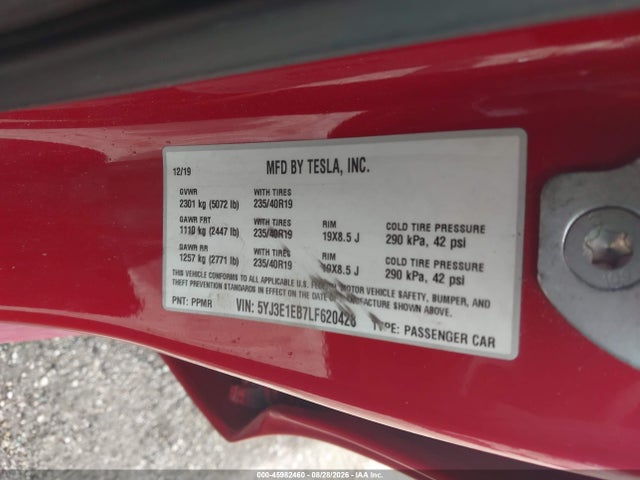 Tesla Model 3 Long Range Dual Motor All-wheel Drive 2020 5YJ3E1EB7LF620428 Image 9