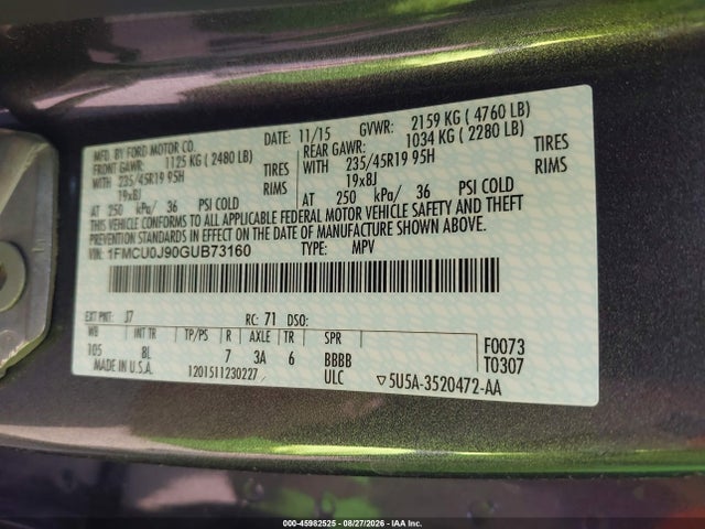Ford Escape Titanium 2016 1FMCU0J90GUB73160 Image 9