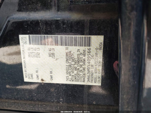 45982536 :رقم المزاد ، 1N4AL2AP0CN409566 vin ، 2012 Nissan Altima 2.5 S مزاد بيع
