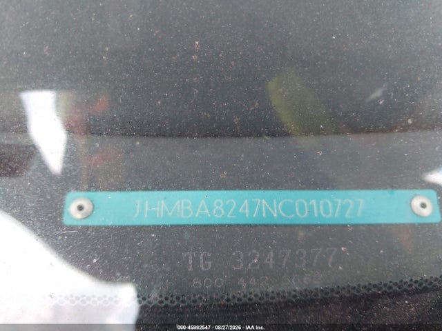 45982547 :رقم المزاد ، JHMBA8247NC010727 vin ، 1992 Honda Prelude S مزاد بيع