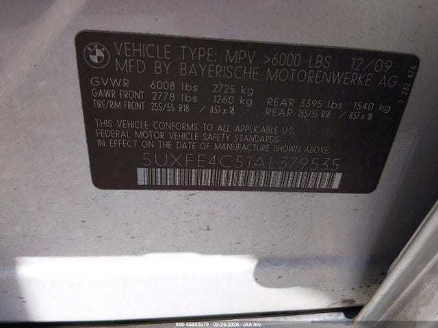 Aukcja sprzedaży 2010 Bmw X5 Xdrive30i, vin: 5UXFE4C51AL379535, numer aukcji: 45982570