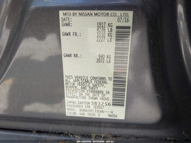 Nissan Altima 2.5 Sr 2016 1N4AL3AP2GN383256 Image 9