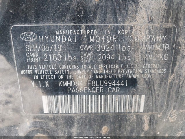 Hyundai Elantra Value Edition 2020 KMHD84LF8LU994441 Image 9