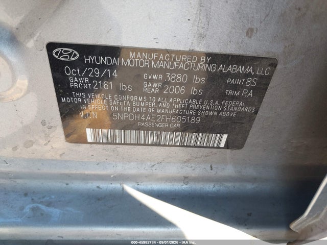 Aukcja sprzedaży 2015 Hyundai Elantra Se, vin: 5NPDH4AE2FH605189, numer aukcji: 45982784