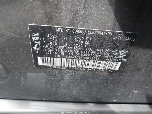 Продаж на аукціоні авто 2025 Subaru Legacy Premium, vin: 4S3BWAD6XS3023086, номер лоту: 45982810