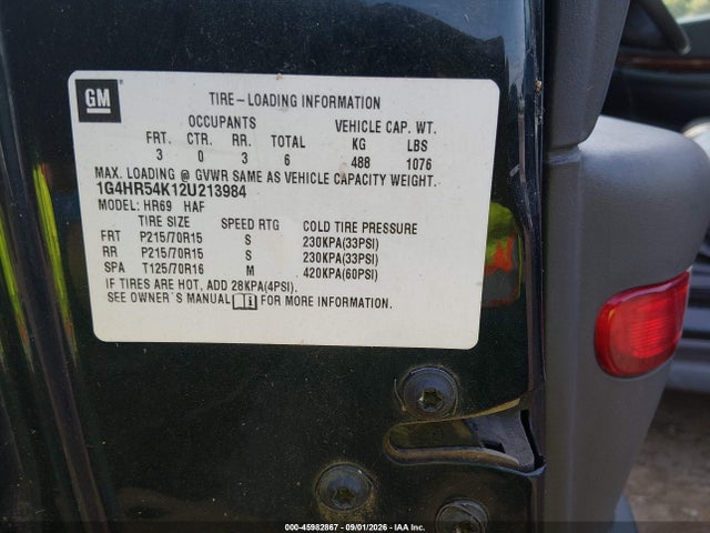 45982867 :رقم المزاد ، 1G4HR54K12U213984 vin ، 2002 Buick Lesabre Limited مزاد بيع