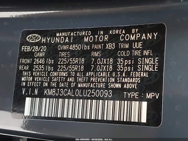 Hyundai TUCSON SEL 2020 KM8J3CAL0LU250093 Image 9