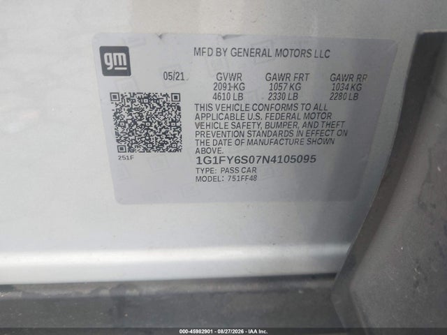 Auction sale of the 2022 Chevrolet Bolt Euv Fwd Lt, vin: 1G1FY6S07N4105095, lot number: 45982901