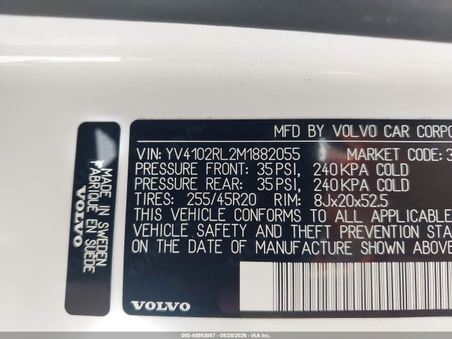 Aukcja sprzedaży 2021 Volvo Xc60 T5 Inscription, vin: YV4102RL2M1882055, numer aukcji: 45983067