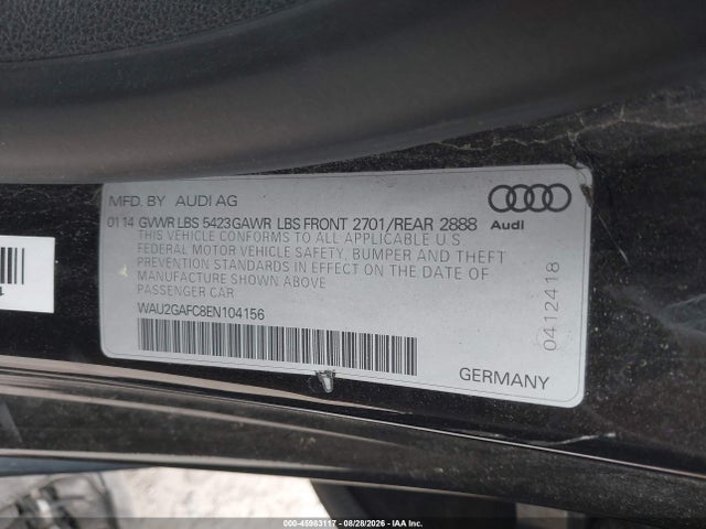 Продаж на аукціоні авто 2014 Audi A7 3.0t Premium Plus, vin: WAU2GAFC8EN104156, номер лоту: 45983117