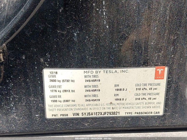 5YJSA1E2XJF293821 Tesla MODEL S