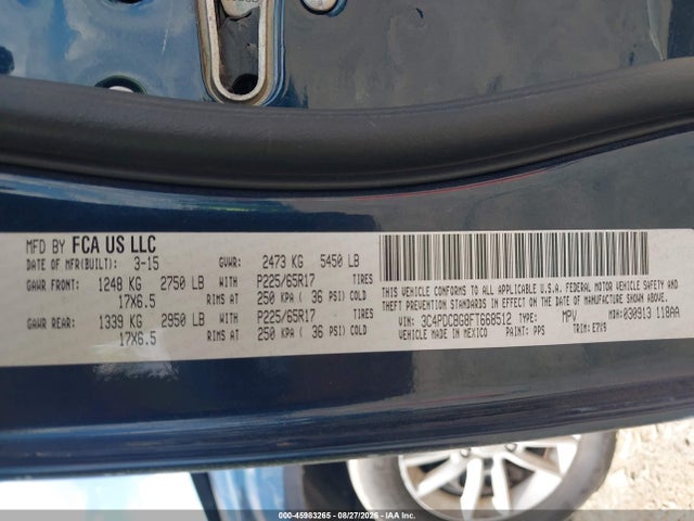 Продаж на аукціоні авто 2015 Dodge Journey Sxt, vin: 3C4PDCBG8FT668512, номер лоту: 45983265